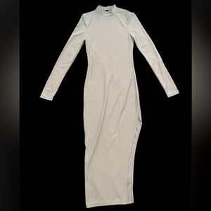 Elegant Long Sleeve Cream Dress